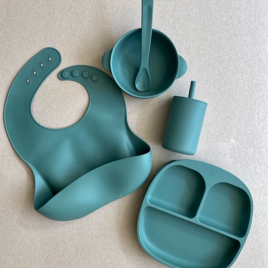 ALL IN ONE BABY FEEDING SET Forest Green FOR BABIES 6-12Μ