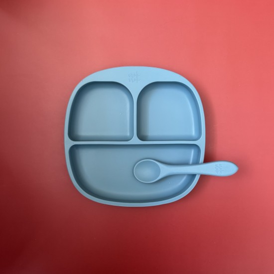 Training Plate with Spoon Nino Smoke blue Training Plate with Spoon Nino Smoke blue