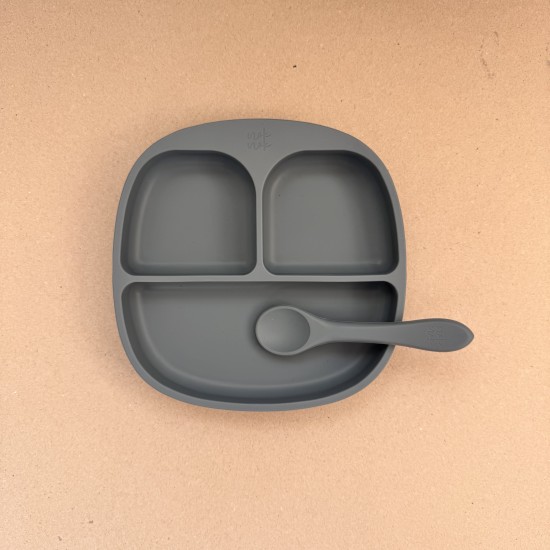 Baby Led Weaning Set Plate + Spoon Iron