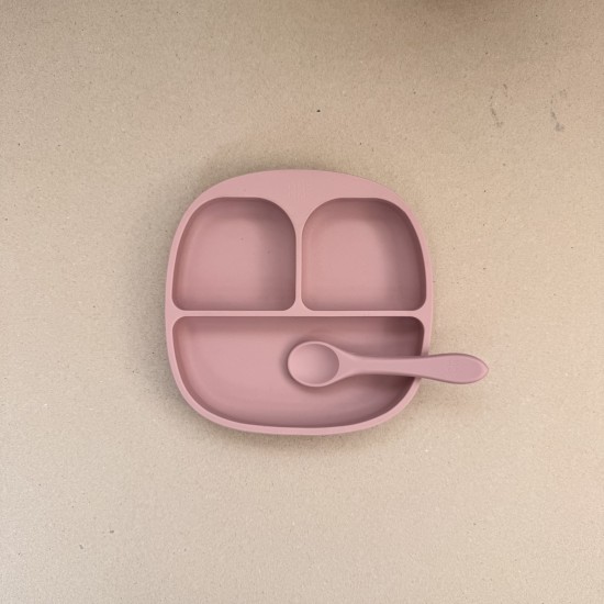 Baby Led Weaning Set Plate + Spoon Light pink