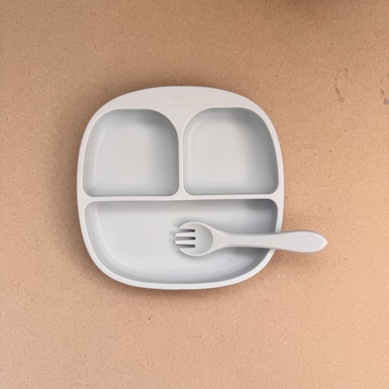 Training Plate with Spoon Nino Ice grey Training Plate with Spoon Nino Ice grey