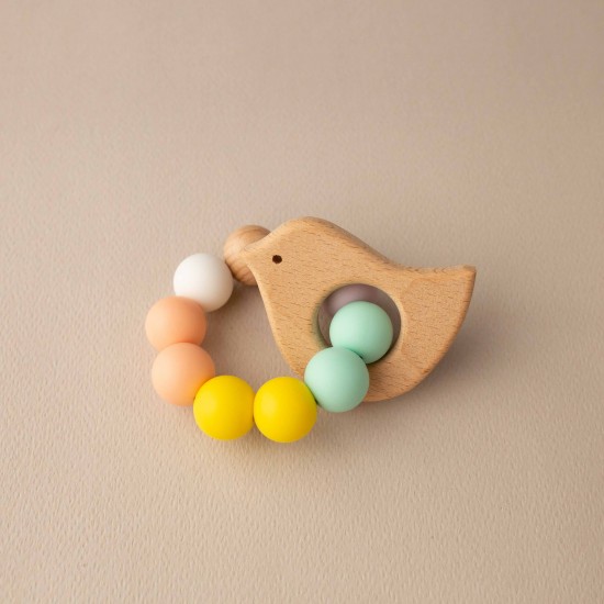 Teether | Love Yellow with wood