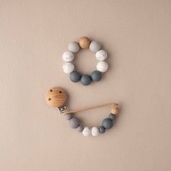 Giftbox Set Teether and Pacifier Clip LOVE GREY Giftbox Set Teether and Pacifier Clip LOVE GREY
