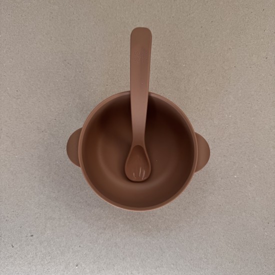 Set Silicone Bowl with spoon Nino Caramel Set Silicone Bowl with spoon Nino Caramel
