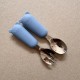 Set Silicone and Stainless Steel Spoon + Fork | I am big 6m+ sea blue Set Silicone and Stainless Steel Spoon + Fork | I am big 6m+ sea blue