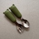 Set Silicone and Stainless Steel Spoon + Fork | I am big 6m+ olive