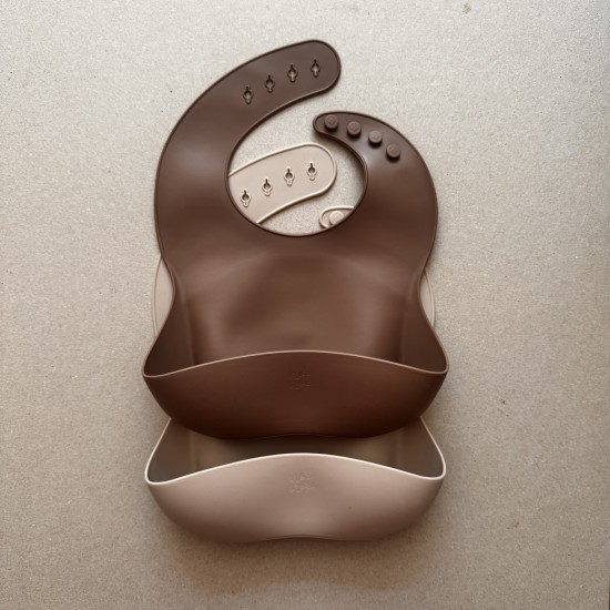 Silicone Bib Nino Chocolate/Sand 1+1 ΔΩΡΟ Silicone Bib Nino Chocolate/Sand 1+1 ΔΩΡΟ