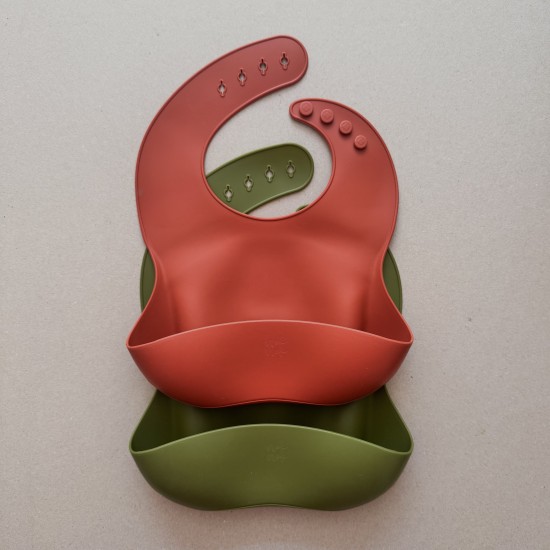 Silicone Bib Nino Olive/Brick 1+1 ΔΩΡΟ Silicone Bib Nino Olive/Brick 1+1 ΔΩΡΟ
