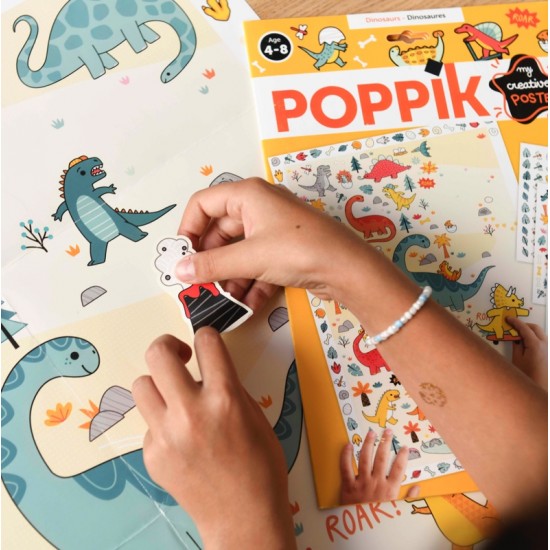 POPPIK Educational poster by POPPIK DINOSAURS +150 stickers HOW DO YOU FEEL  ( 3-7 years) 
