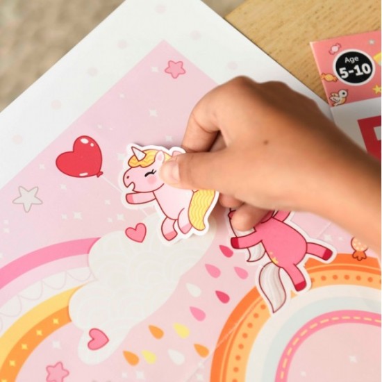 POPPIK Educational poster by POPPIK +150 stickers Unicorns ( 3-7 years) 