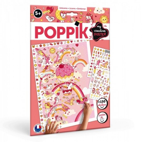 POPPIK Educational poster by POPPIK +150 stickers Unicorns ( 3-7 years) 