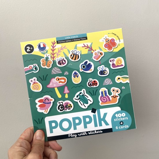 POPPIK 6 cards + 100 stickers LITTLE INSECTS ( +2 years ) 