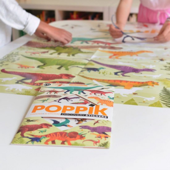 POPPIK Educational poster + 32 stickers DINOSAURS (5-12 years) 