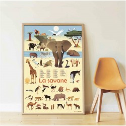 POPPIK Educational poster + 42 stickers Savanah (5-12 years)  POPPIK Educational poster + 42 stickers Savanah (5-12 years)