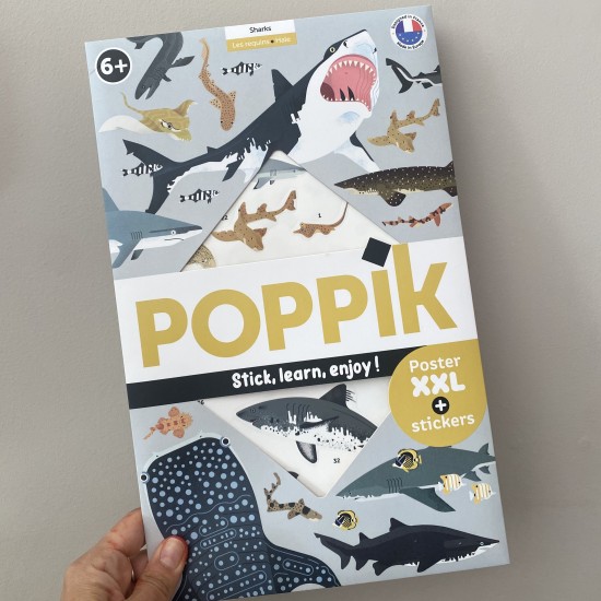 POPPIK Educational poster XXL + 45 stickers Sharks (6+ years) 