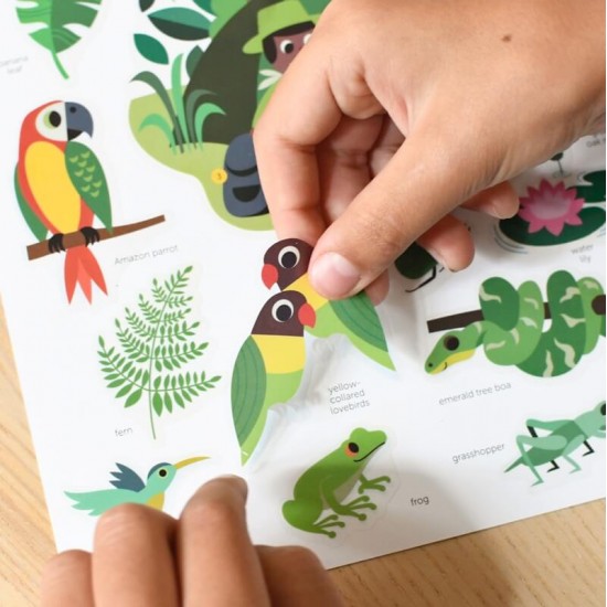 POPPIK Mini Poster + 22 StickersThe Jungle – Green (3-8 years)