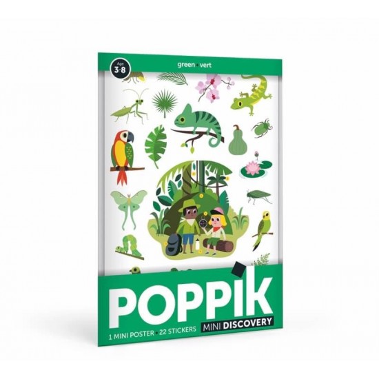 POPPIK Mini Poster + 22 StickersThe Jungle – Green (3-8 years)