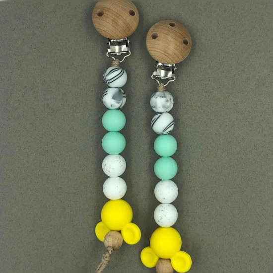 Pacifier Clip Mickey Yellow