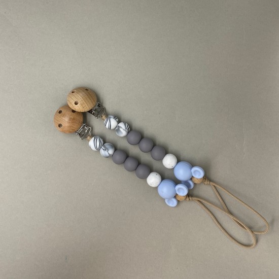 Pacifier Clip Mickey Baby blue