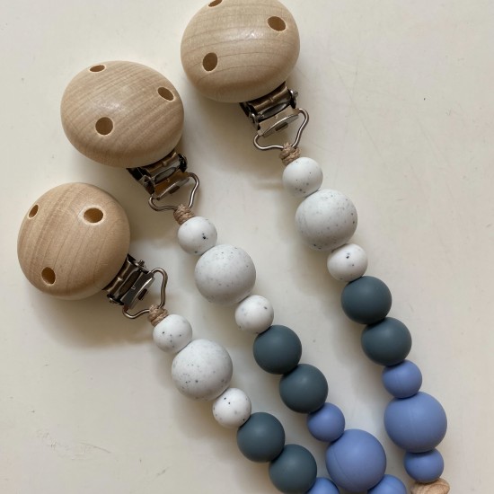 Pacifier Clip Poppy Smoke blue