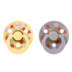 BIBS X LIBERTY Pacifier 2PACK No1 - STRAWBERRIES AND CREAM PALE BUTTER