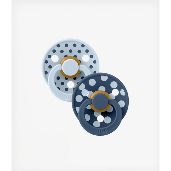 BIBS STUDIO COLOR Pacifier 2PACK No2 BABY BLUE/STEEL BLUE 