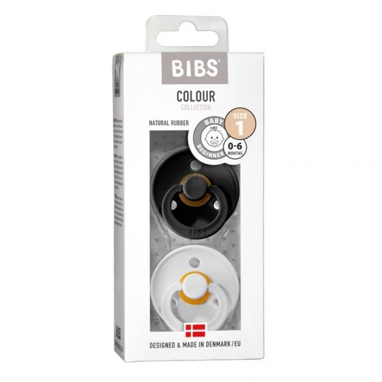BIBS Pacifier Set - Black / White (size 2)
