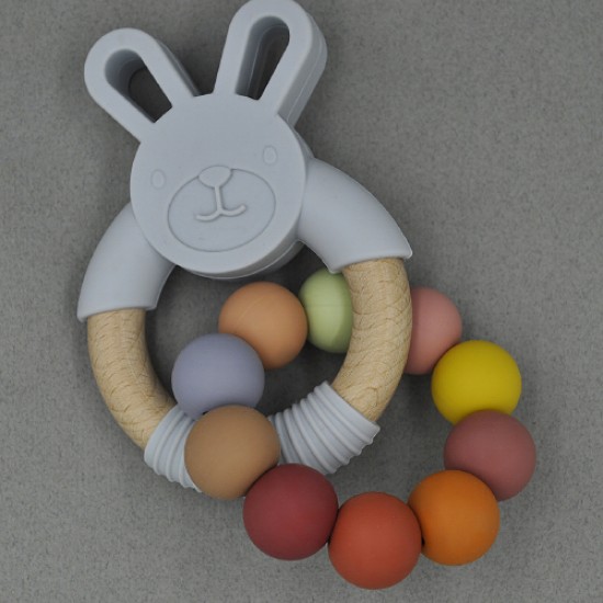 Bunny with Autumn Silicone Teether | Rattle 