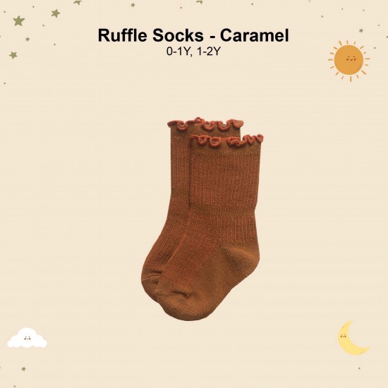 Ruffle organic cotton socks | Caramel Ruffle organic cotton socks | Caramel