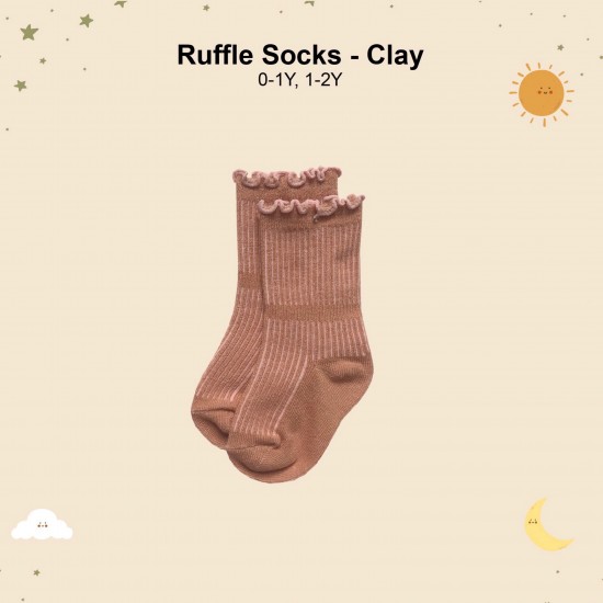Ruffle organic cotton socks | Clay Ruffle organic cotton socks | Clay