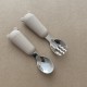 Set Silicone and Stainless Steel Spoon + Fork | I am big 6m+ sand Set Silicone and Stainless Steel Spoon + Fork | I am big 6m+ sand