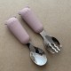 Set Silicone and Stainless Steel Spoon + Fork | I am big 6m+ light pink 