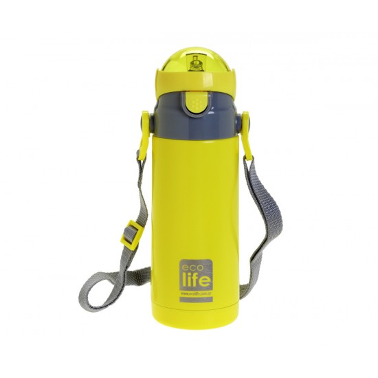 ECOLIFE KIDS THERMOS with straw Yellow 400ml 