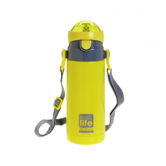 ECOLIFE KIDS THERMOS with straw Yellow 400ml ECOLIFE KIDS THERMOS with straw Yellow 400ml