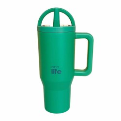 ECOLIFE 2HANDLES LID THERMOS TALL MUG GREEN TEA   900ml