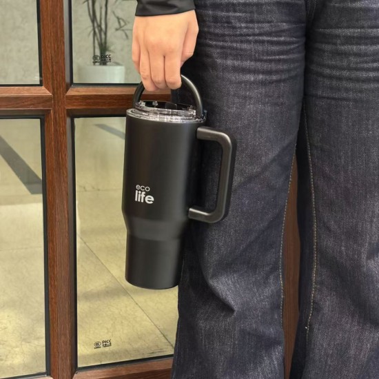 ECOLIFE 2HANDLES LID THERMOS TALL MUG BLACK 900ml ECOLIFE 2HANDLES LID THERMOS TALL MUG BLACK 900ml