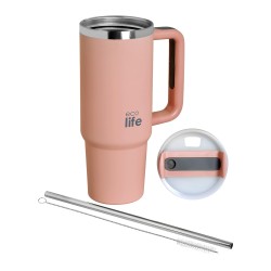 ECOLIFE STAINLESS STEEL THERMOS TALL MUG FLAMINGO PINK 900ml ECOLIFE STAINLESS STEEL THERMOS TALL MUG FLAMINGO PINK 900ml