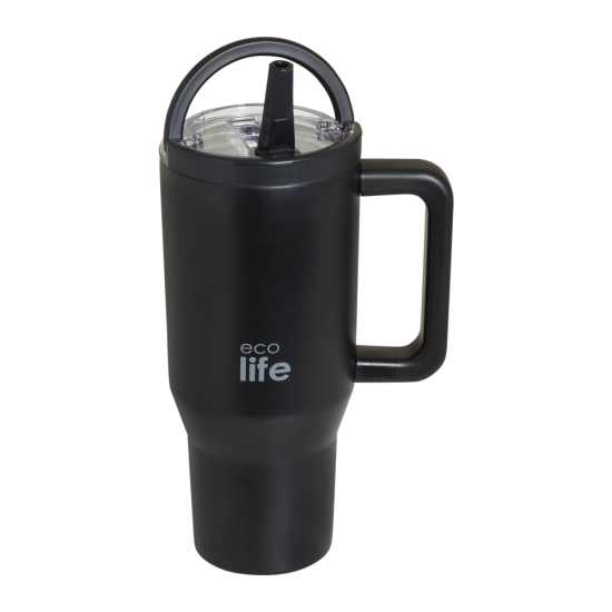 ECOLIFE 2HANDLES LID THERMOS TALL MUG BLACK 900ml ECOLIFE 2HANDLES LID THERMOS TALL MUG BLACK 900ml