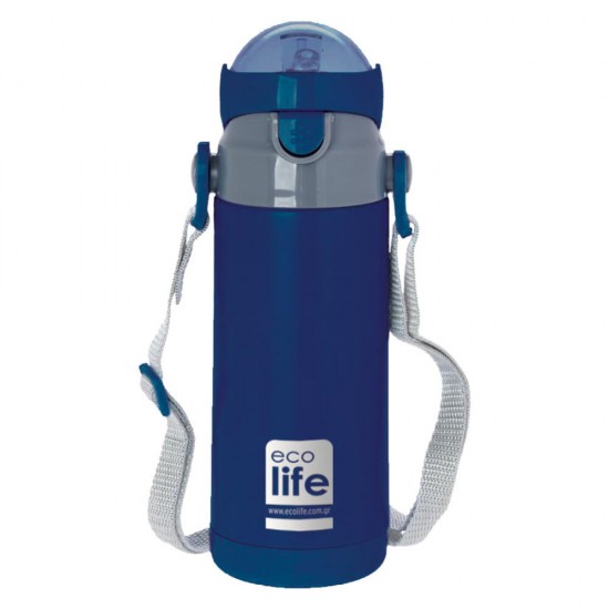 ECOLIFE KIDS THERMOS with straw Navy Blue 400ml 