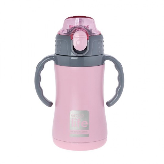 ECOLIFE KIDS THERMOS with straw Pink 300ml ECOLIFE KIDS THERMOS with straw Pink 300ml