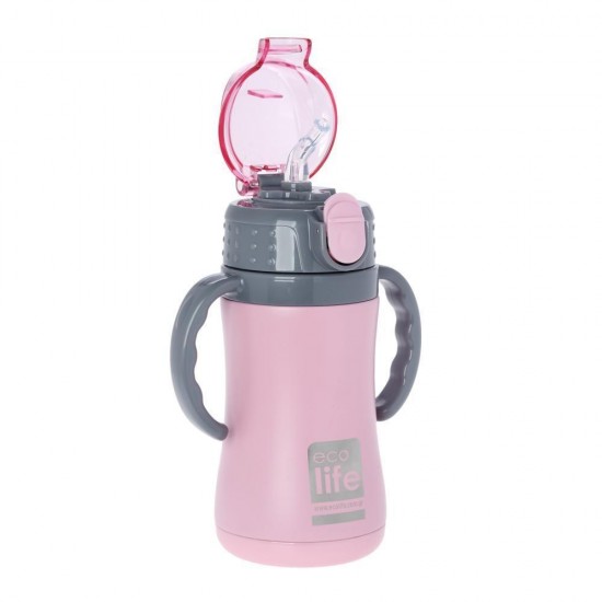 ECOLIFE KIDS THERMOS with straw Pink 300ml ECOLIFE KIDS THERMOS with straw Pink 300ml