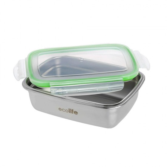 ECOLIFE LUNCHBOX STAINLESS STEEL 850ml WITH PLASTIC LID ECOLIFE LUNCHBOX STAINLESS STEEL 850ml WITH PLASTIC LID