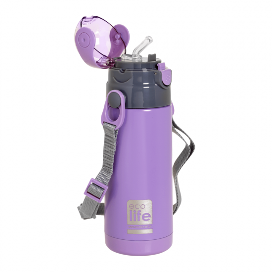 ECOLIFE KIDS THERMOS with straw Lilac 400ml ECOLIFE KIDS THERMOS with straw Lilac 400ml