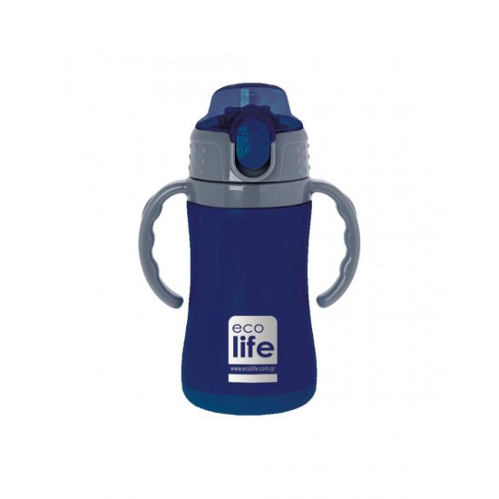 ECOLIFE KIDS THERMOS with straw Navy Blue 300ml 