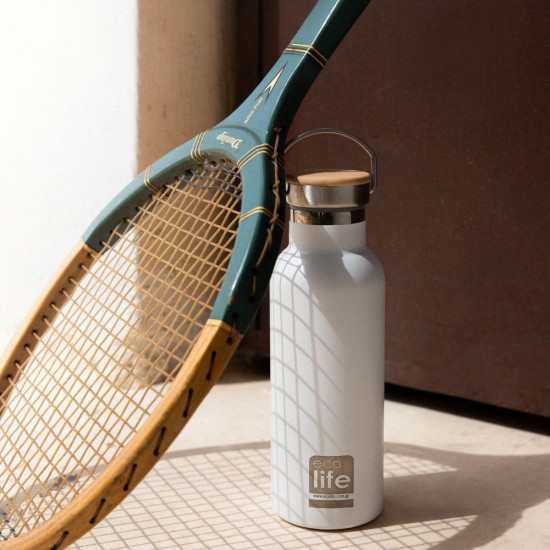 ECOLIFE THERMOS/BOTTLE WHITE WITH BAMBOO LID 500ml 