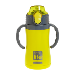 ECOLIFE KIDS THERMOS with straw YELLOW 300ml  ECOLIFE KIDS THERMOS with straw YELLOW 300ml
