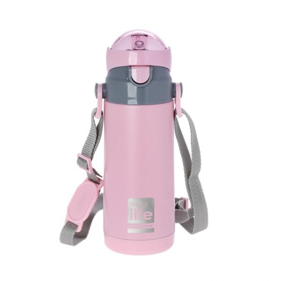 ECOLIFE KIDS THERMOS with straw Pink 400ml ECOLIFE KIDS THERMOS with straw Pink 400ml