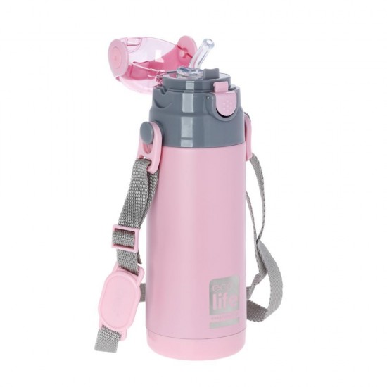 ECOLIFE KIDS THERMOS with straw Pink 400ml ECOLIFE KIDS THERMOS with straw Pink 400ml