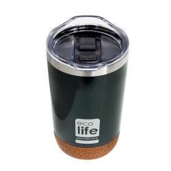 ECOLIFE COFFE Thermos Dark Green (Cork Bottom) 370ml | Transparent Lid  ECOLIFE COFFE Thermos Dark Green (Cork Bottom) 370ml | Transparent Lid
