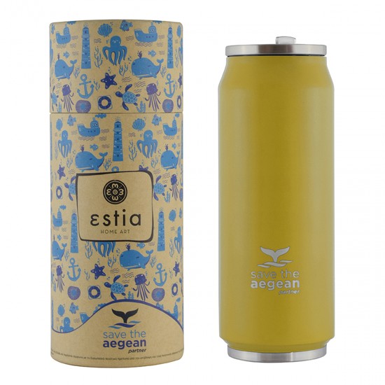 Estia Coffee Cup Save The Aegean | Yellow burnt 0.5lt Estia Coffee Cup Save The Aegean | Yellow burnt 0.5lt